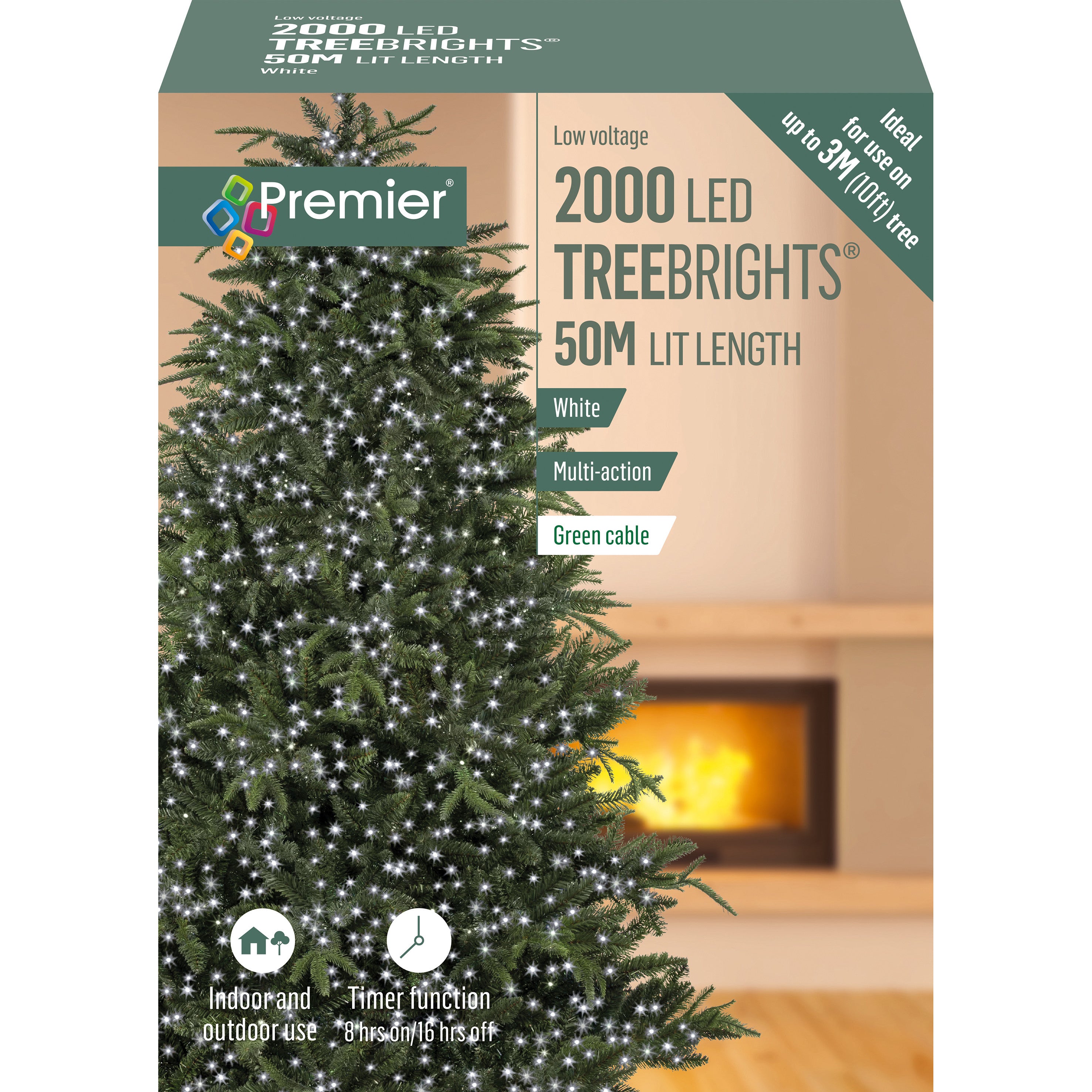 23M Premier Christmas Lights Timer 380 Warm White LEDS