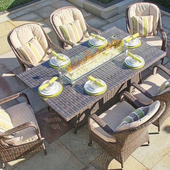 Chambery - 6 Seater Set with Rectangular Table & Firepit (Natural)