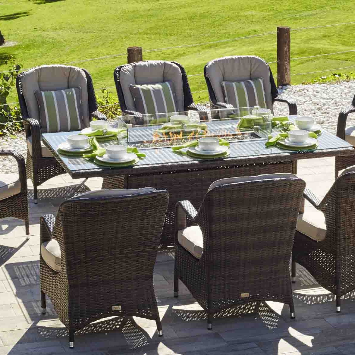 Chambery - 6 Seater Set with Rectangular Table & Firepit (Natural)