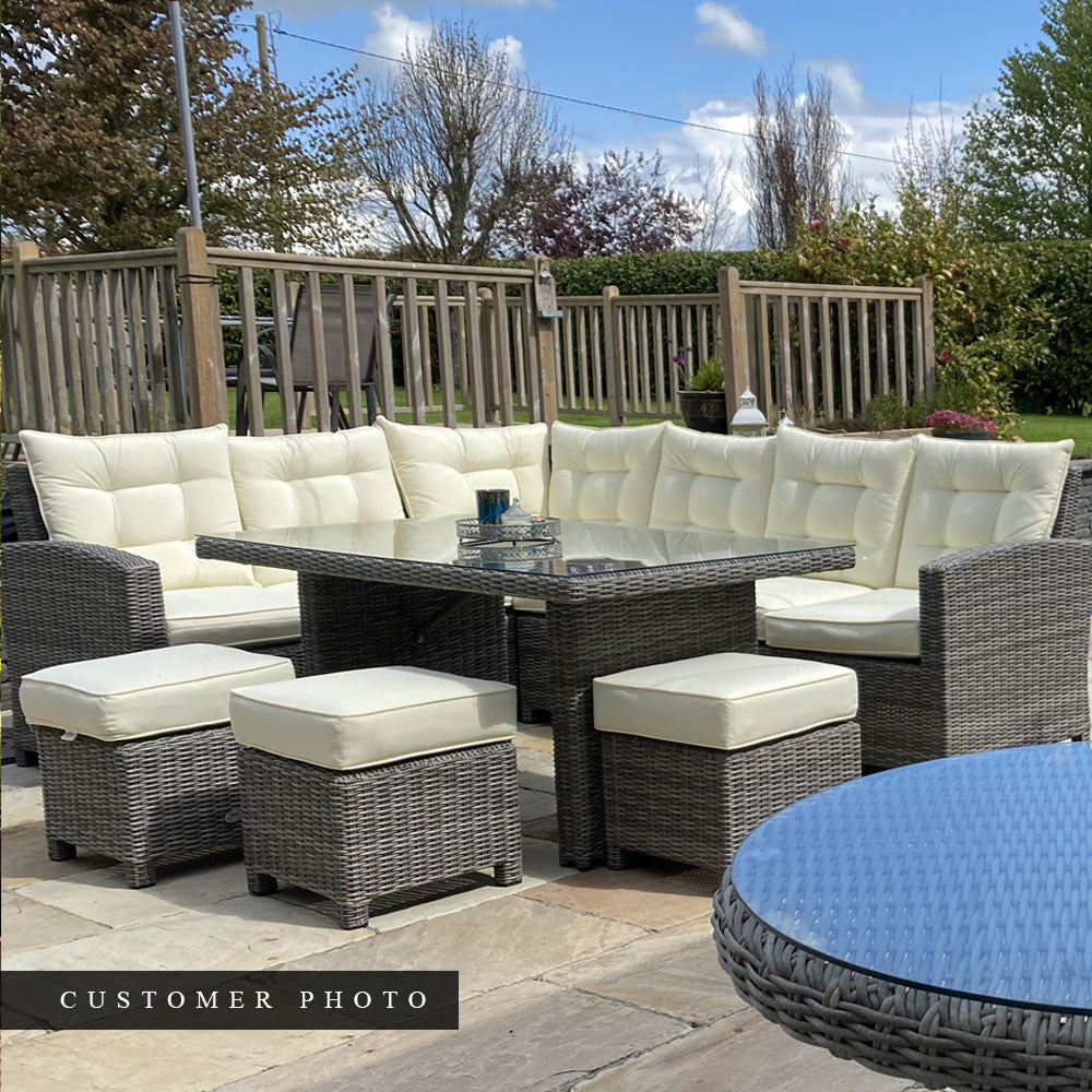 Oxford - Corner Sofa Set with Rectangular Table (Cream)