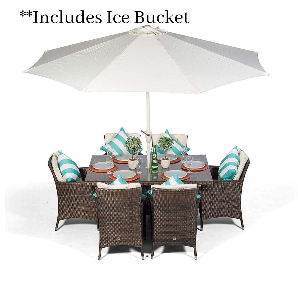 RW 6 Seater Rectangle Set with Ice Bucket - Dark
