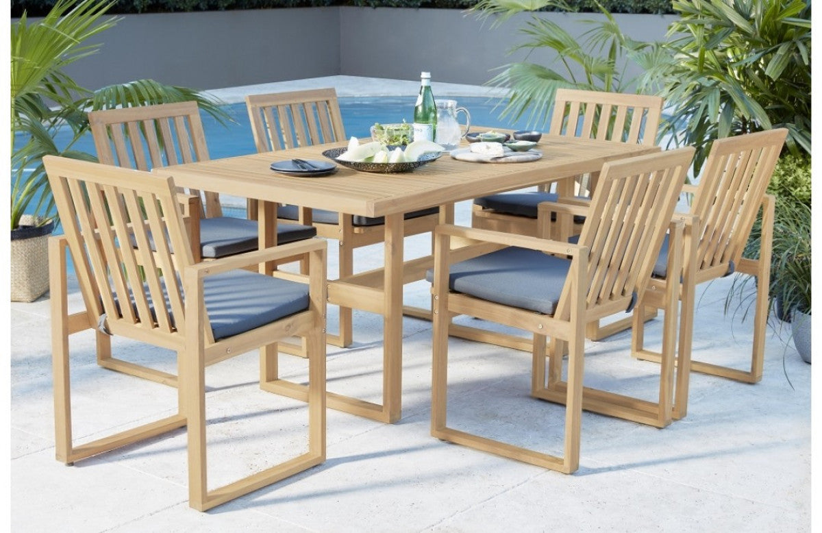 Fiji - 6 Seat Set with Rectangle Table (Light Brown)