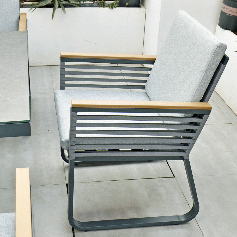 Santa Cruz - 8 Seater Set with 200cm Rectangle Table (Dark Grey)